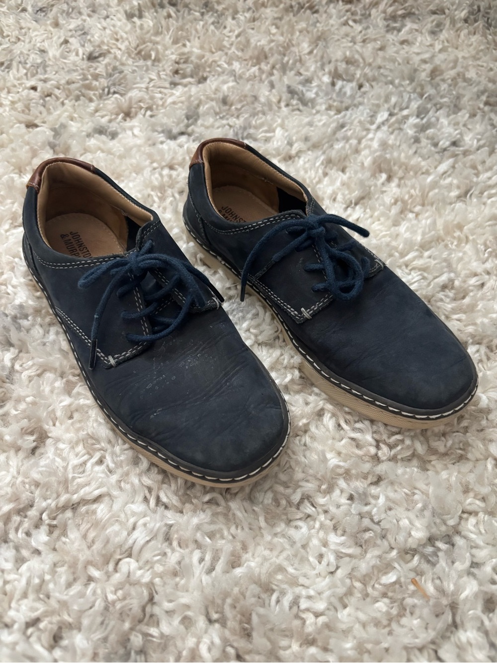 Johnston & Murphy Navy Boys Lace-Up Dress Shoes - Picture 1 of 9